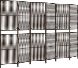 vidaXL - Kamerscherm - 6 - panelen - poly - rattan - bruin
