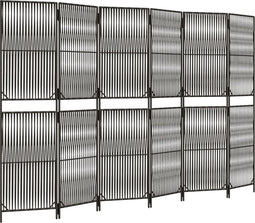 vidaXL - Kamerscherm - 6 - panelen - poly - rattan - grijs