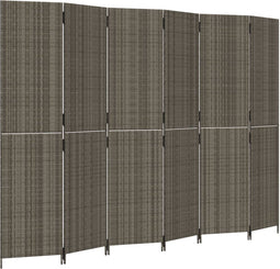 vidaXL - Kamerscherm - 6 - panelen - poly - rattan - grijs