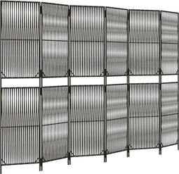 vidaXL - Kamerscherm - 6 - panelen - poly - rattan - grijs
