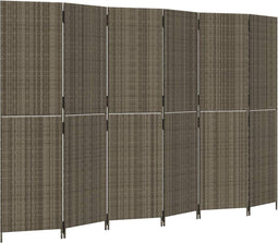 vidaXL - Kamerscherm - 6 - panelen - poly - rattan - grijs