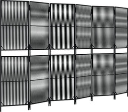 vidaXL - Kamerscherm - 6 - panelen - poly - rattan - zwart