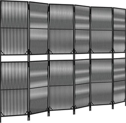 vidaXL - Kamerscherm - 6 - panelen - poly - rattan - zwart