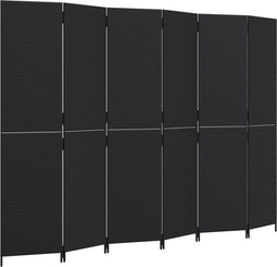 vidaXL - Kamerscherm - 6 - panelen - poly - rattan - zwart