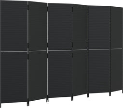 vidaXL - Kamerscherm - 6 - panelen - poly - rattan - zwart