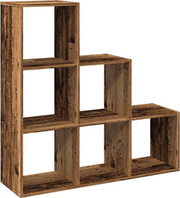 vidaXL - Kamerscherm - / - boekenkast - 3-laags - 99x29x99 - cm - hout - oud - houtkleur