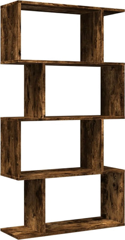 vidaXL - Kamerscherm - / - boekenkast - 4-laags - 70x24x129 - cm - hout - gerookt - eik