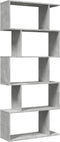 vidaXL - Kamerscherm - / - boekenkast - 5-laags - 70x24x161 - cm - hout - betongrijs
