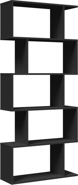 vidaXL - Kamerscherm - / - boekenkast - 5-laags - 70x24x161 - cm - hout - zwart
