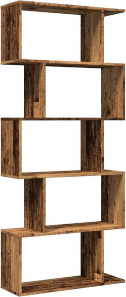 vidaXL - Kamerscherm - / - boekenkast - 5-laags - 70x24x161 - cm - hout - oud - hout