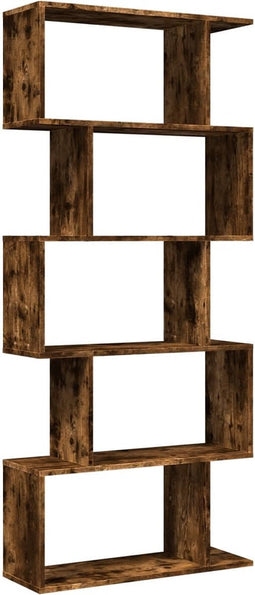 vidaXL - Kamerscherm - / - boekenkast - 5-laags - 70x24x161 - cm - hout - gerookt - eik
