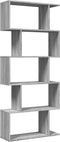vidaXL - Kamerscherm - / - boekenkast - 5-laags - 70x24x161 - cm - hout - grijs - sonoma