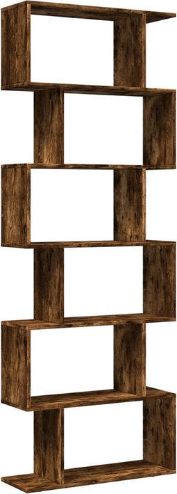 vidaXL - Kamerscherm - / - boekenkast - 6-laags - 70x24x193 - cm - hout - gerookt - eik