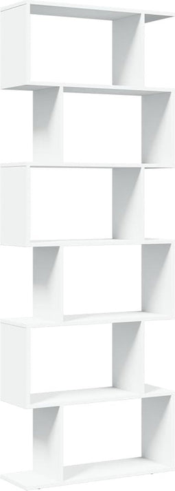 vidaXL - Kamerscherm - / - boekenkast - 6-laags - 70x24x193 - cm - bewerkt - hout - wit