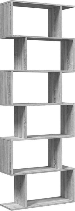 vidaXL - Kamerscherm - / - boekenkast - 6-laags - 70x24x193 - cm - hout - grijs - sonoma