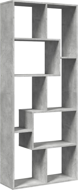 vidaXL - Kamerscherm - / - boekenkast - 67x25x161,5 - cm - bewerkt - hout - betongrijs