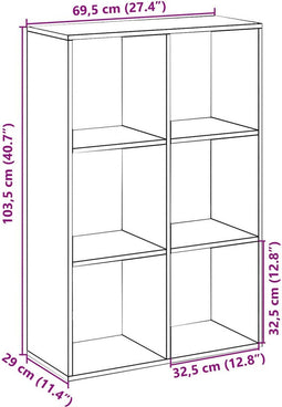 vidaXL - Kamerscherm - / - boekenkast - 69,5x29x103,5 - cm - hout - artisanaal - eiken