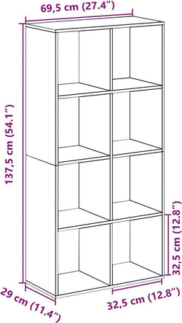 vidaXL - Kamerscherm - / - boekenkast - 69,5x29x137,5 - cm - hout - gerookt - eiken