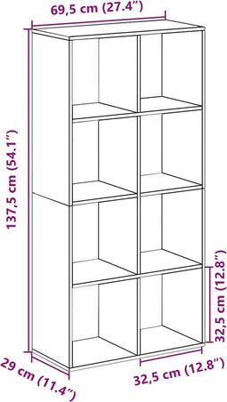 vidaXL - Kamerscherm - / - boekenkast - 69,5x29x137,5 - cm - hout - artisanaal - eiken