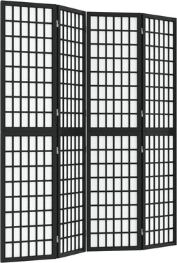 vidaXL - Kamerscherm - inklapbaar - 4 - panelen - Japanse - stijl - 160x170 - cm - zwart