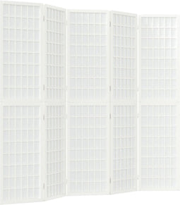vidaXL - Kamerscherm - inklapbaar - 5 - panelen - Japanse - stijl - 200x170 - cm - wit
