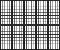 vidaXL - Kamerscherm - inklapbaar - 5 - panelen - Japanse - stijl - 200x170 - cm - zwart
