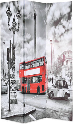 vidaXL - Kamerscherm - inklapbaar - Londen - bus - 120x170 - cm - zwart - en - wit