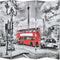 vidaXL - Kamerscherm - inklapbaar - Londen - bus - 200x170 - cm - zwart - en - wit