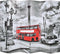 vidaXL - Kamerscherm - inklapbaar - Londen - bus - 228x170 - cm - zwart - en - wit