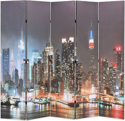 vidaXL - Kamerscherm - inklapbaar - New - York - bij - nacht - 200x170 - cm