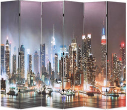 vidaXL - Kamerscherm - inklapbaar - New - York - bij - nacht - 228x170 - cm