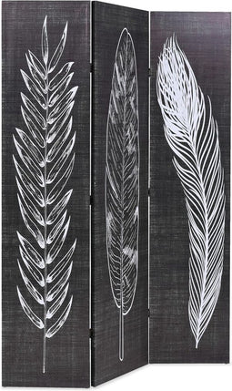 vidaXL - Kamerscherm - inklapbaar - veren - 120x170 - cm - zwart - en - wit