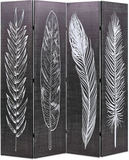 vidaXL - Kamerscherm - inklapbaar - veren - 160x170 - cm - zwart - en - wit