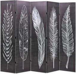 vidaXL - Kamerscherm - inklapbaar - veren - 200x170 - cm - zwart - en - wit