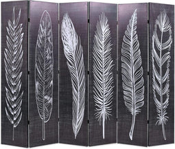 vidaXL - Kamerscherm - inklapbaar - veren - 228x170 - cm - zwart - en - wit