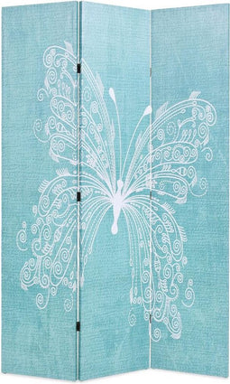 vidaXL - Kamerscherm - inklapbaar - vlinder - 120x170 - cm - blauw