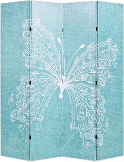 vidaXL - Kamerscherm - inklapbaar - vlinder - 160x170 - cm - blauw