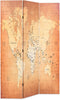 vidaXL - Kamerscherm - inklapbaar - wereldkaart - 120x170 - cm - geel