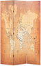 vidaXL - Kamerscherm - inklapbaar - wereldkaart - 120x170 - cm - geel