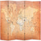 vidaXL - Kamerscherm - inklapbaar - wereldkaart - 200x170 - cm - geel