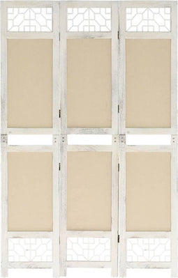 vidaXL - Kamerscherm - met - 3 - panelen - 105x165 - cm - stof - crèmekleurig