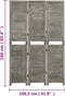 vidaXL - Kamerscherm - met - 3 - panelen - 106,5x166 - cm - massief - hout - grijs