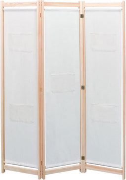 vidaXL - Kamerscherm - met - 3 - panelen - 120x170x4 - cm - stof - crème