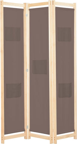 vidaXL - Kamerscherm - met - 3 - panelen - 120x170x4 - cm - stof - bruin