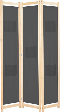 vidaXL - Kamerscherm - met - 3 - panelen - 120x170x4 - cm - stof - grijs