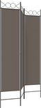 vidaXL - Kamerscherm - met - 3 - panelen - 120x200 - cm - stof - antracietkleurig