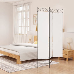 vidaXL - Kamerscherm - met - 3 - panelen - 120x200 - cm - stof - wit