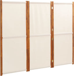 vidaXL - Kamerscherm - met - 3 - panelen - 210x180 - cm - crèmewit