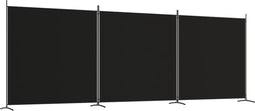 vidaXL - Kamerscherm - met - 3 - panelen - 525x180 - cm - stof - zwart