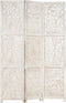 vidaXL - Kamerscherm - met - 3 - panelen - handgesneden - 120x165 - cm - mangohout - wit